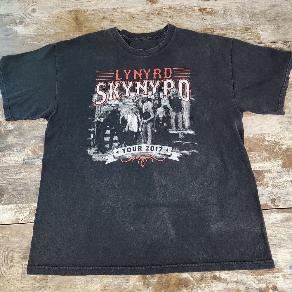 2017 Lynyrd Skynyrd Tour Rock Band Concert Merch Black T-Shirt Size XL